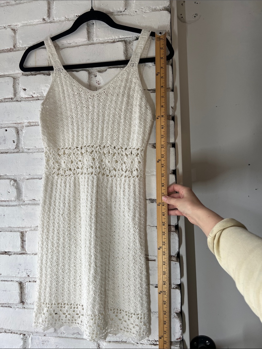 Handmade Crochet Cream Sundress tank top beach dress empire waist - Picture 2 of 4